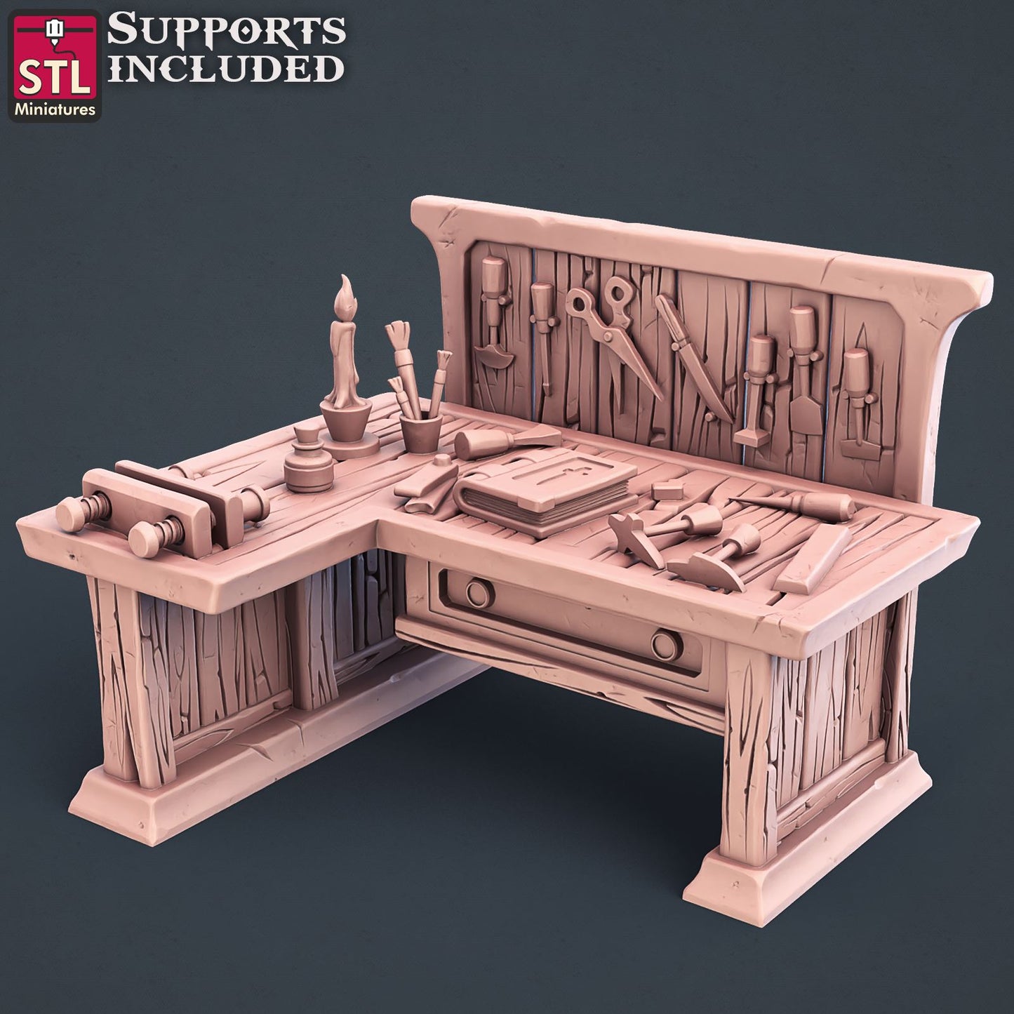Bookbinder Desk Printable 3D Model STLMiniatures