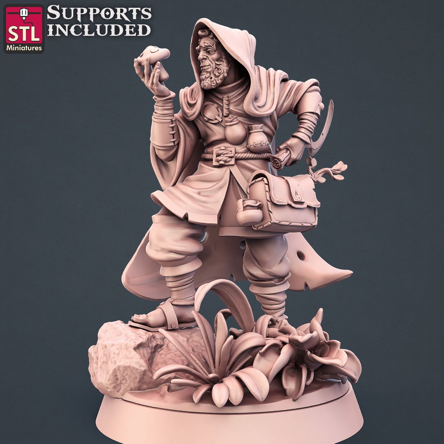 Druid Male Printable 3D Model STLMiniatures