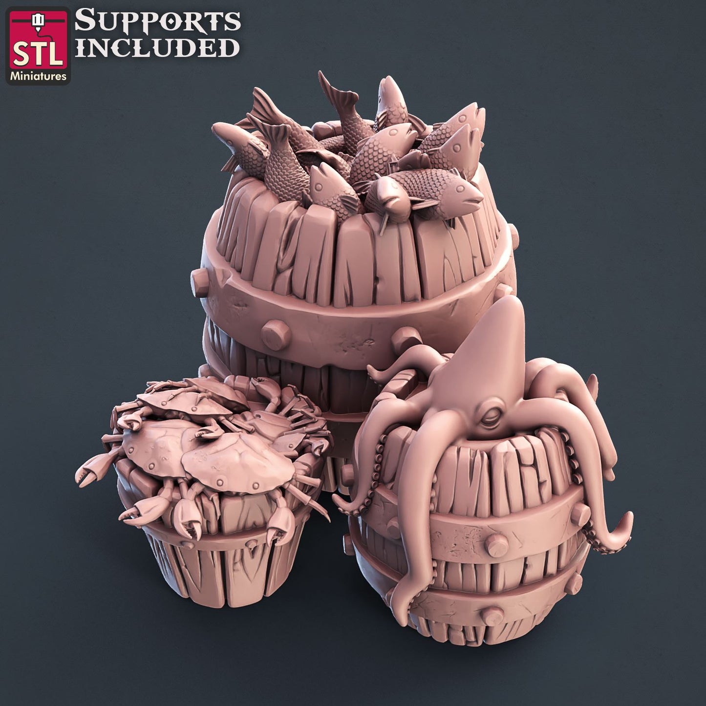 Fisherman Barrrels Printable 3D Model STLMiniatures