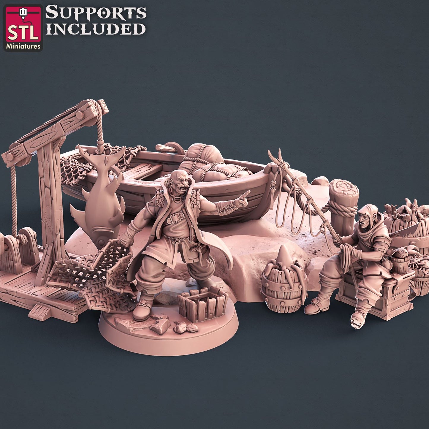 Fisherman Set Printable 3D Model STLMiniatures