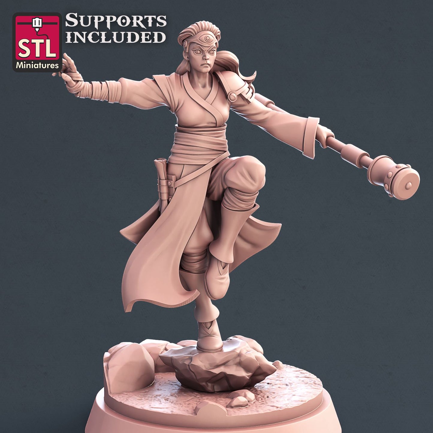 Monk Female Printable 3D Model STLMiniatures