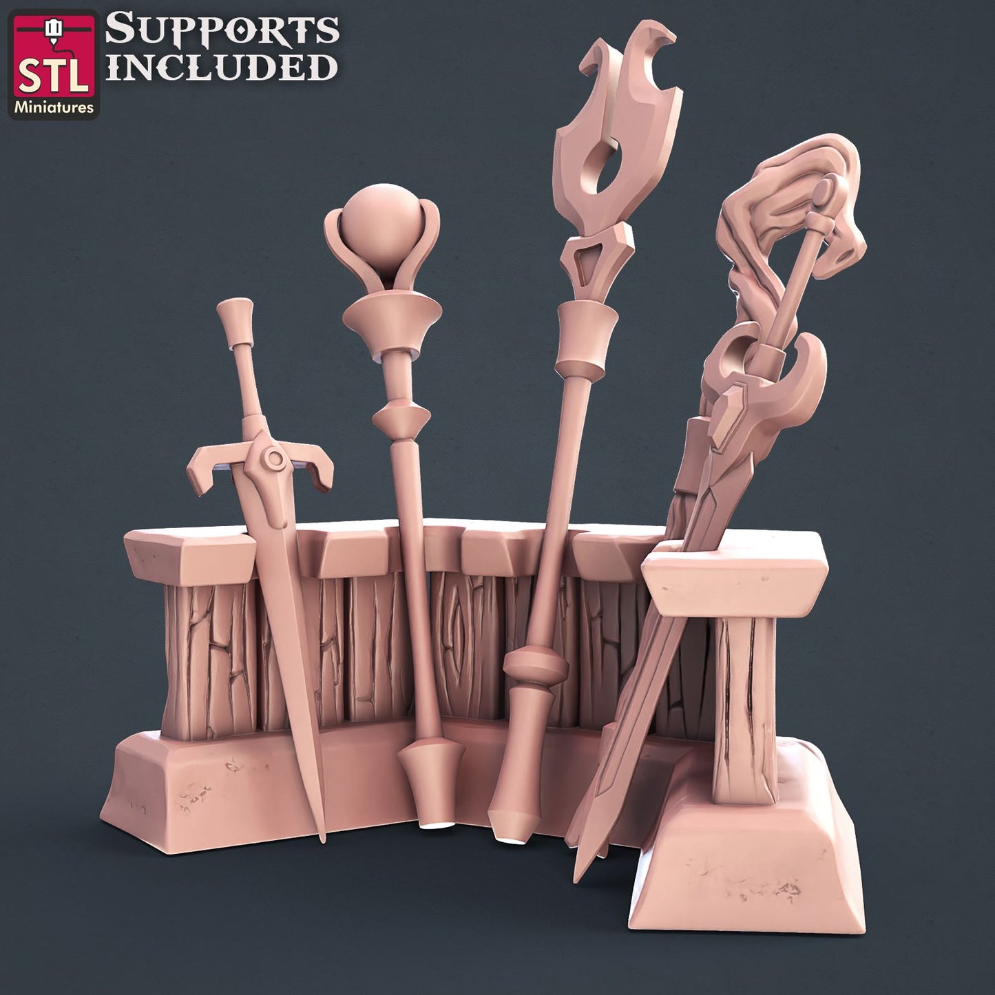 Wizard Weapon Rack Printable 3D Model STLMiniatures