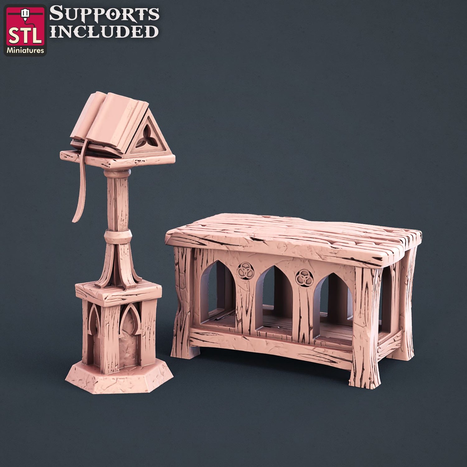Abbey Monk Book Table Scale Models STLMiniatures