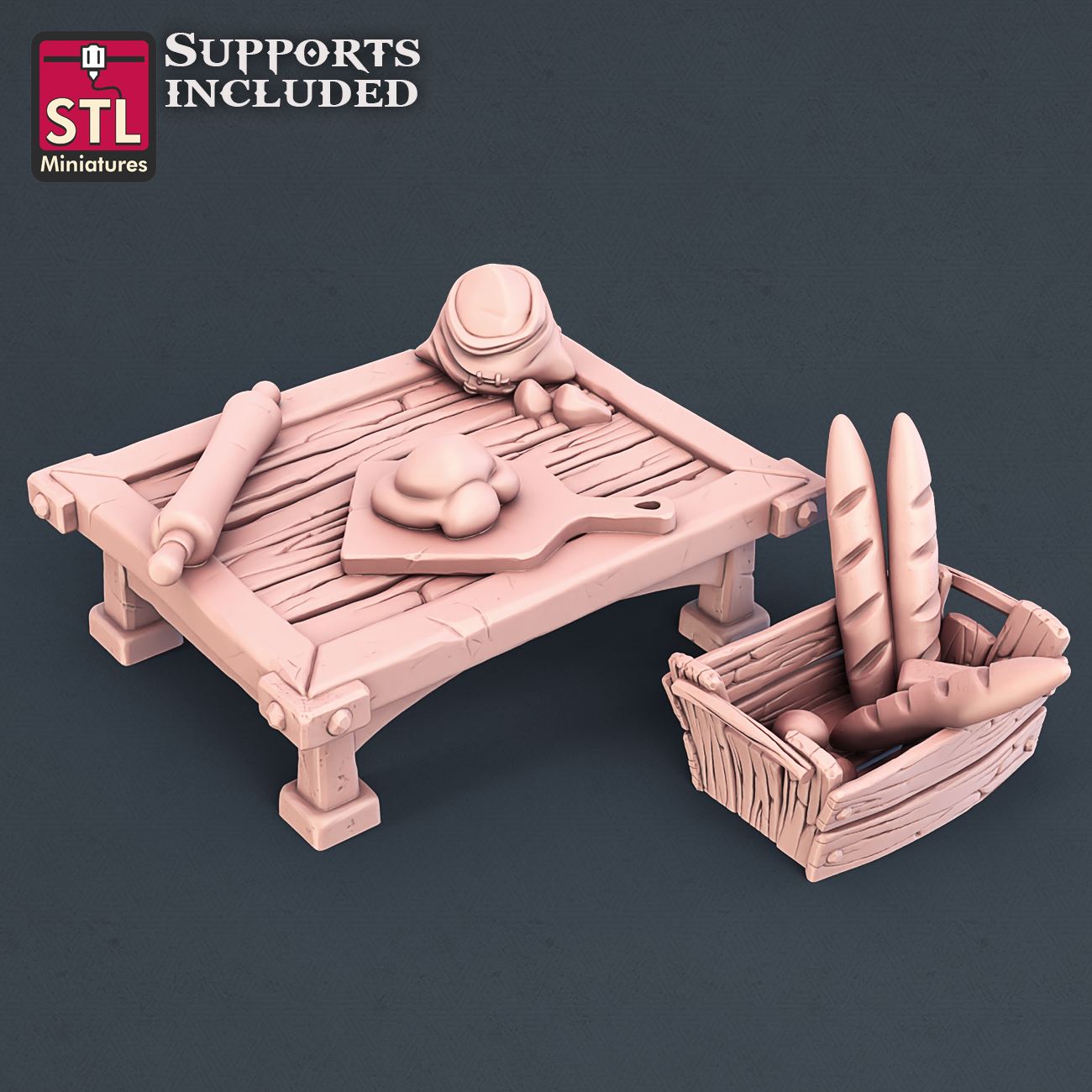 Bakery Table 3D Model - FEB2021 STLMiniatures