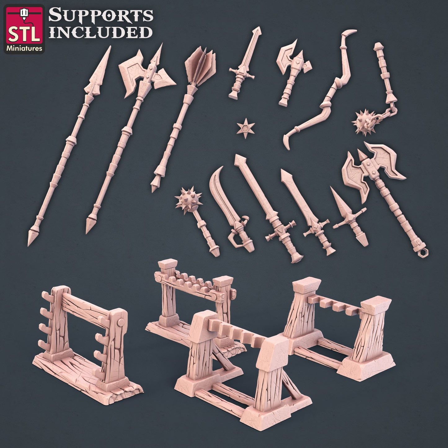 Blacksmith Weapons Racks 3D Model - DIC2020 STLMiniatures