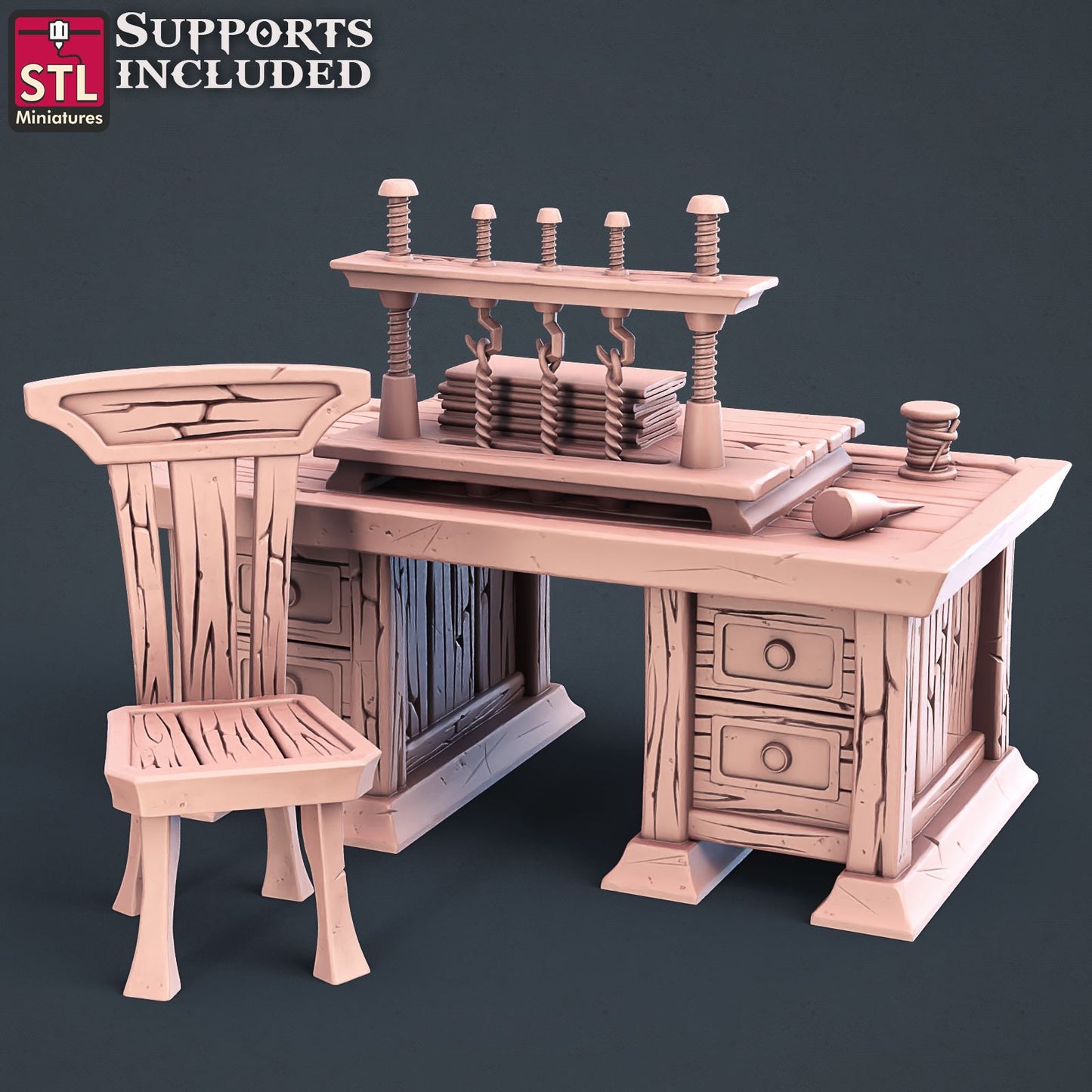 Bookbinder Binding Table Printable 3D Model STLMiniatures