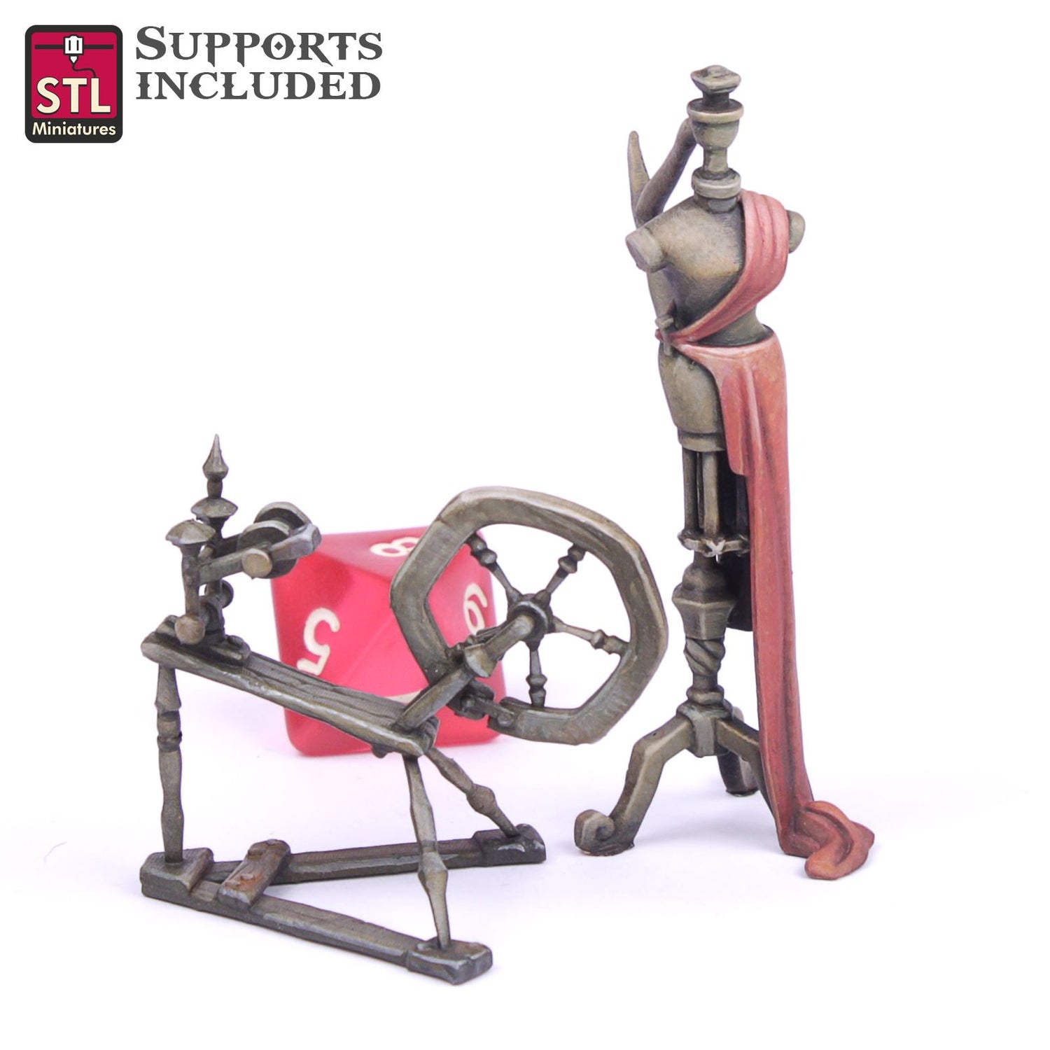 Fabric Seller Mannequin&Spinning Wheel 3D Model - ENE2021 STLMiniatures