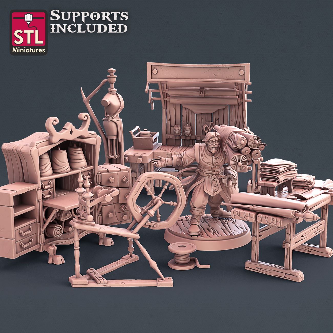 Fabric Seller Set Printable Scale Model STLMiniatures