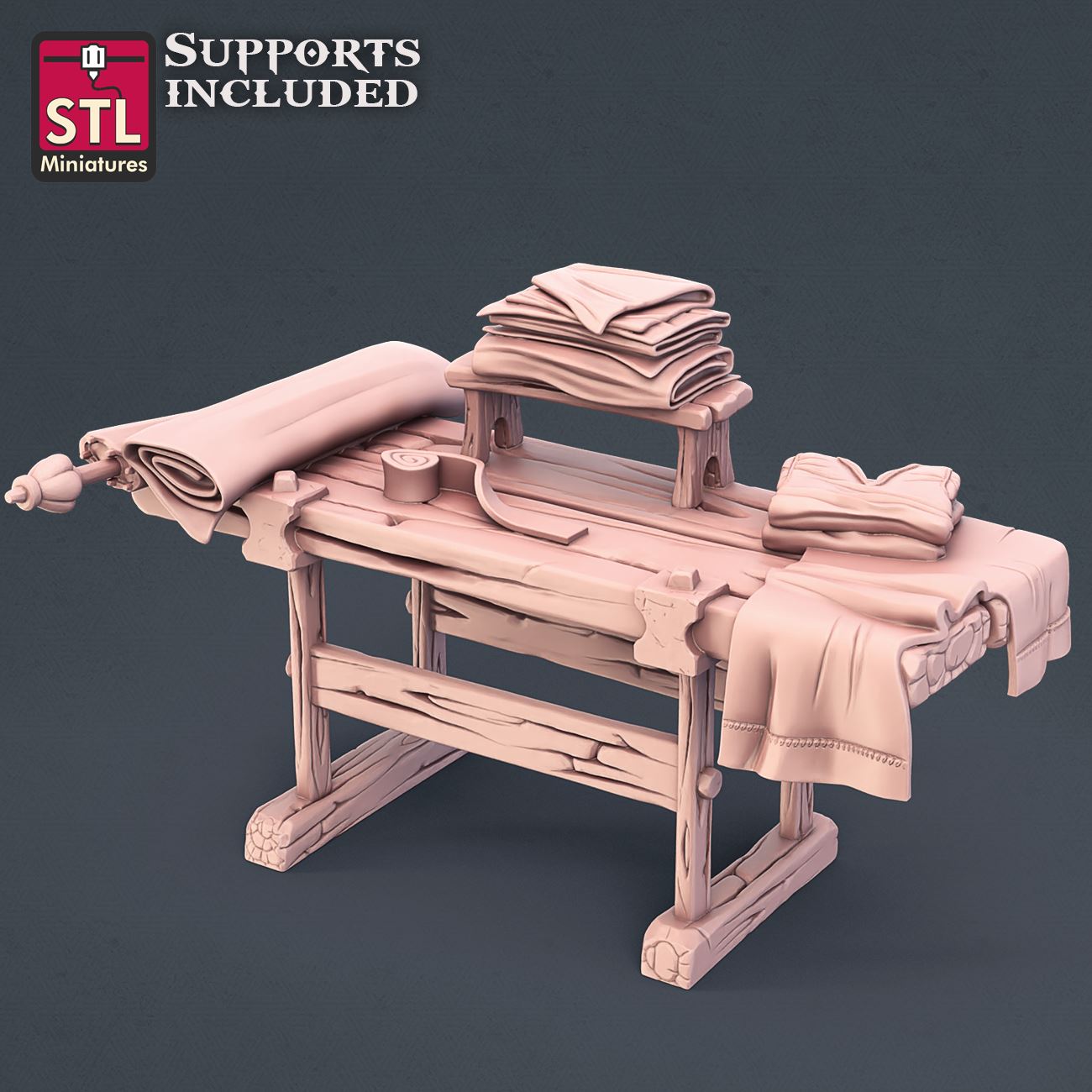 Fabric Seller Table 3D Model - ENE2021 STLMiniatures