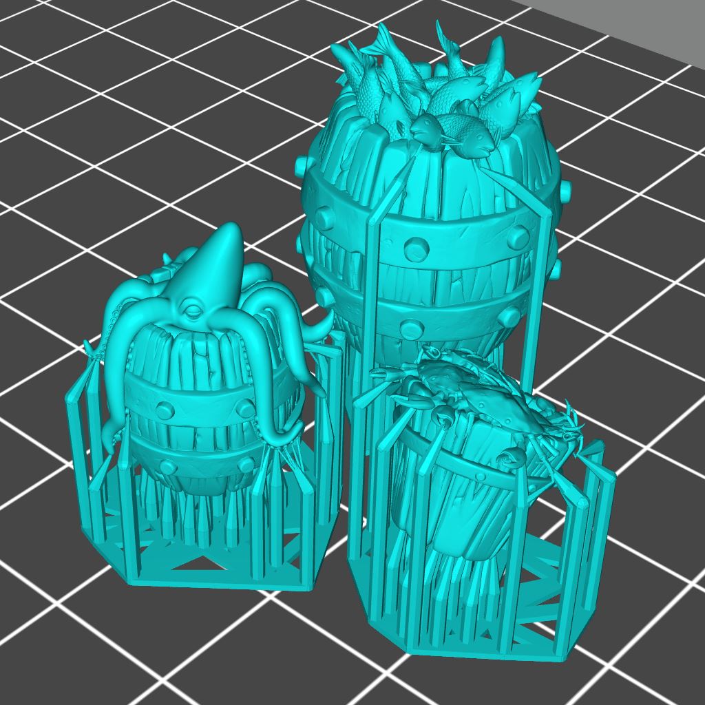 Fisherman Barrrels Printable 3D Model STLMiniatures