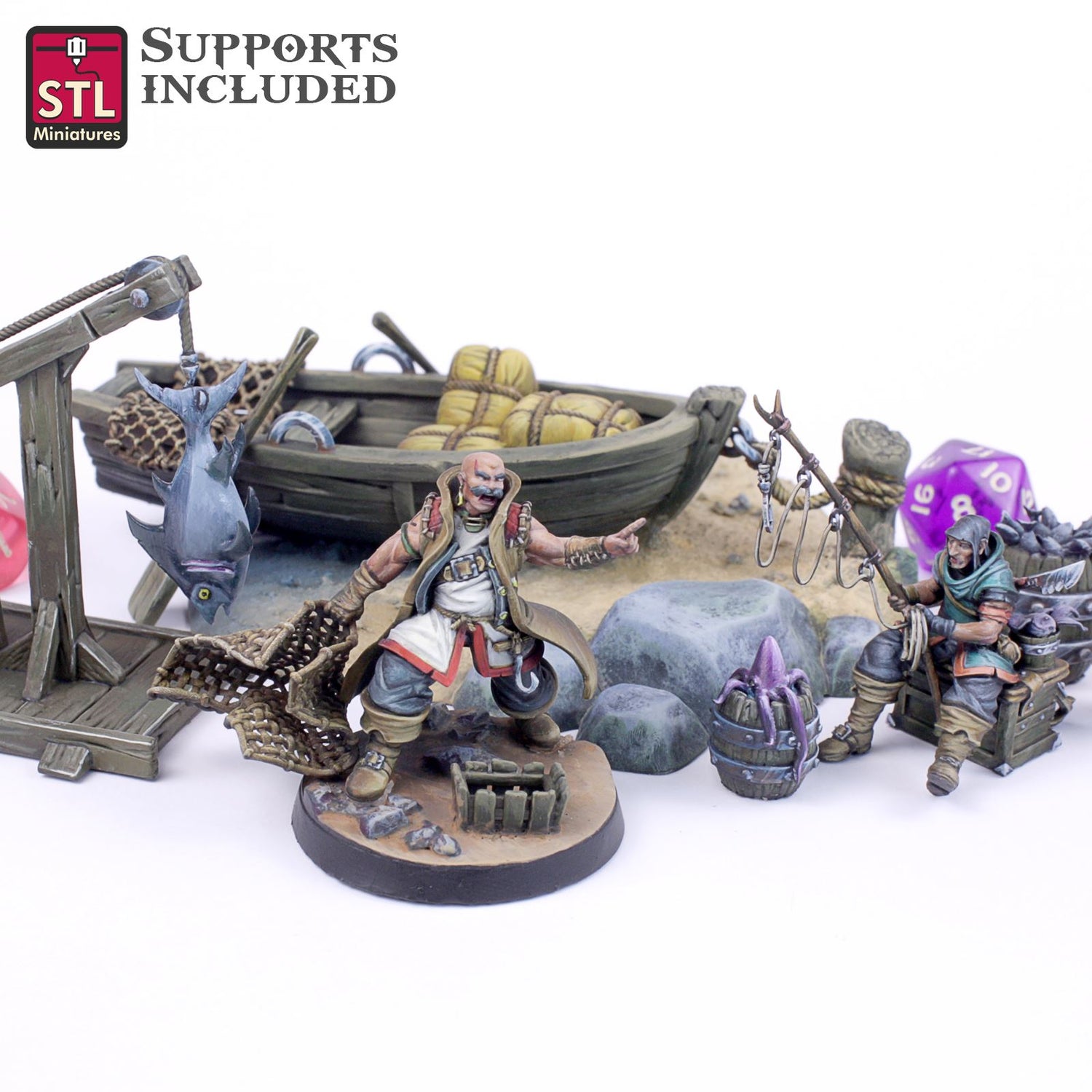 Fisherman Set Printable 3D Model STLMiniatures