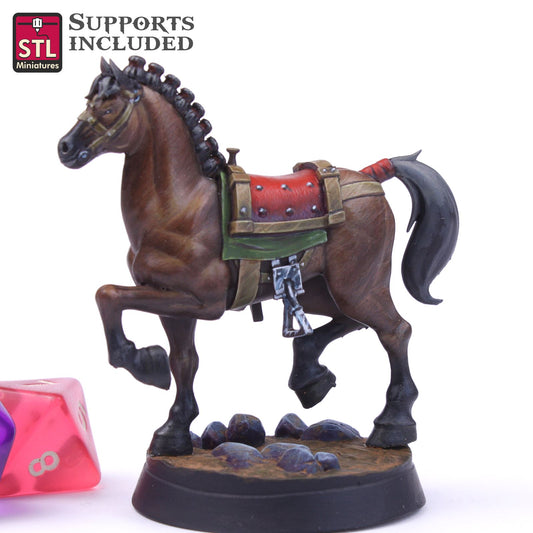 Horse Trainer Horse B Printable 3D Model STLMiniatures