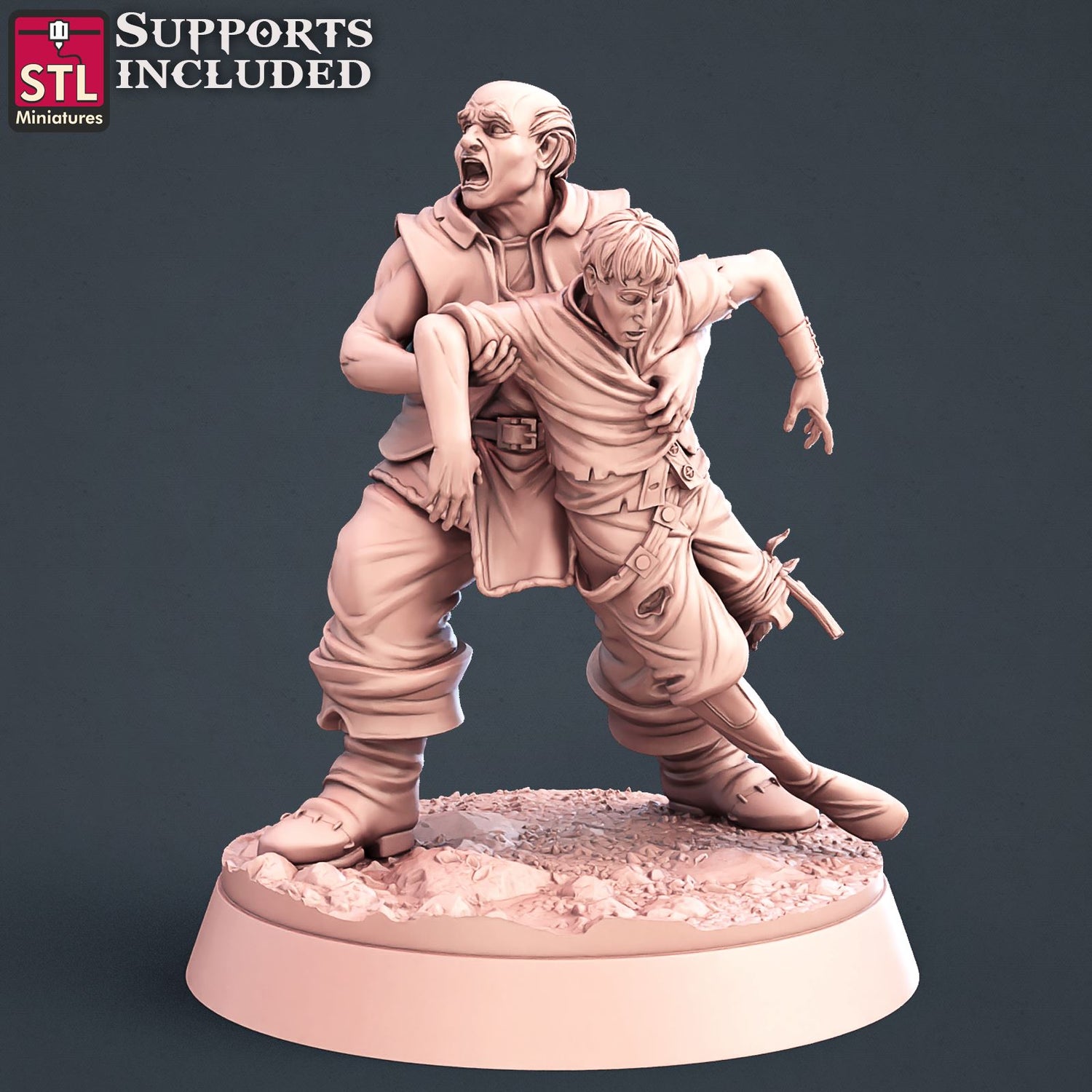 Injured Villager Set Scale Models STLMiniatures