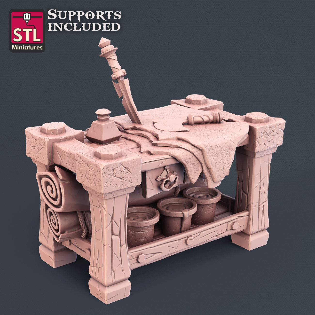 Leather Worker Table 3D Model - NOV2020 STLMiniatures