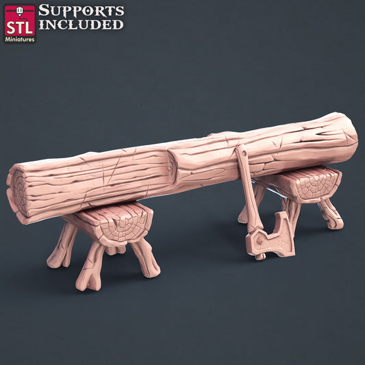 Lumberjack Log B Printable 3D Model STLMiniatures