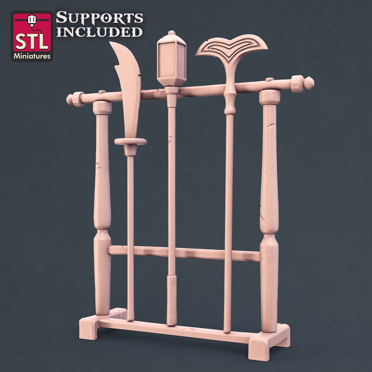 Monk Weapon Rack Printable 3D Model STLMiniatures