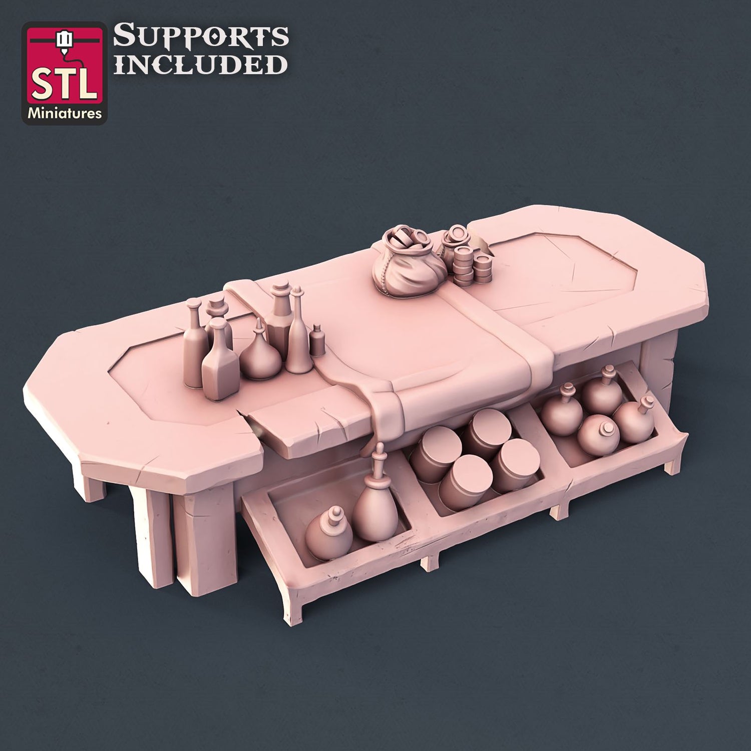 Potion Vendors Table Printable 3D Model STLMiniatures
