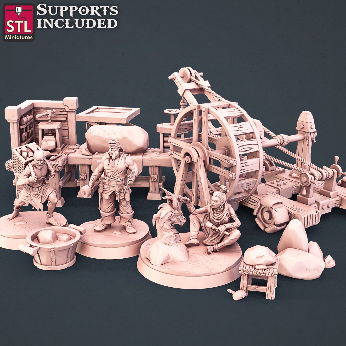 Stone Carver Set Printable 3D Model STLMiniatures