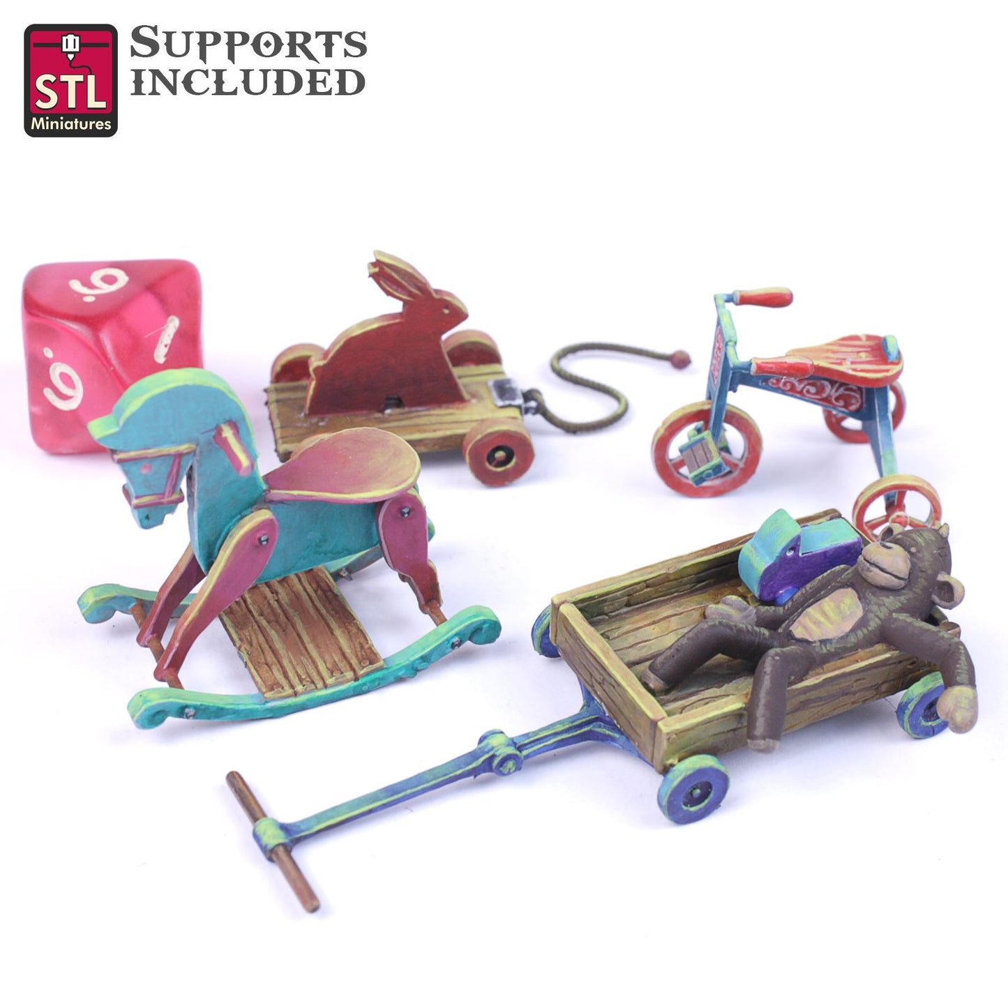 Townsfolks Bunny Cart Monkeycart TricycleWoodHorse Scale Models STLMiniatures