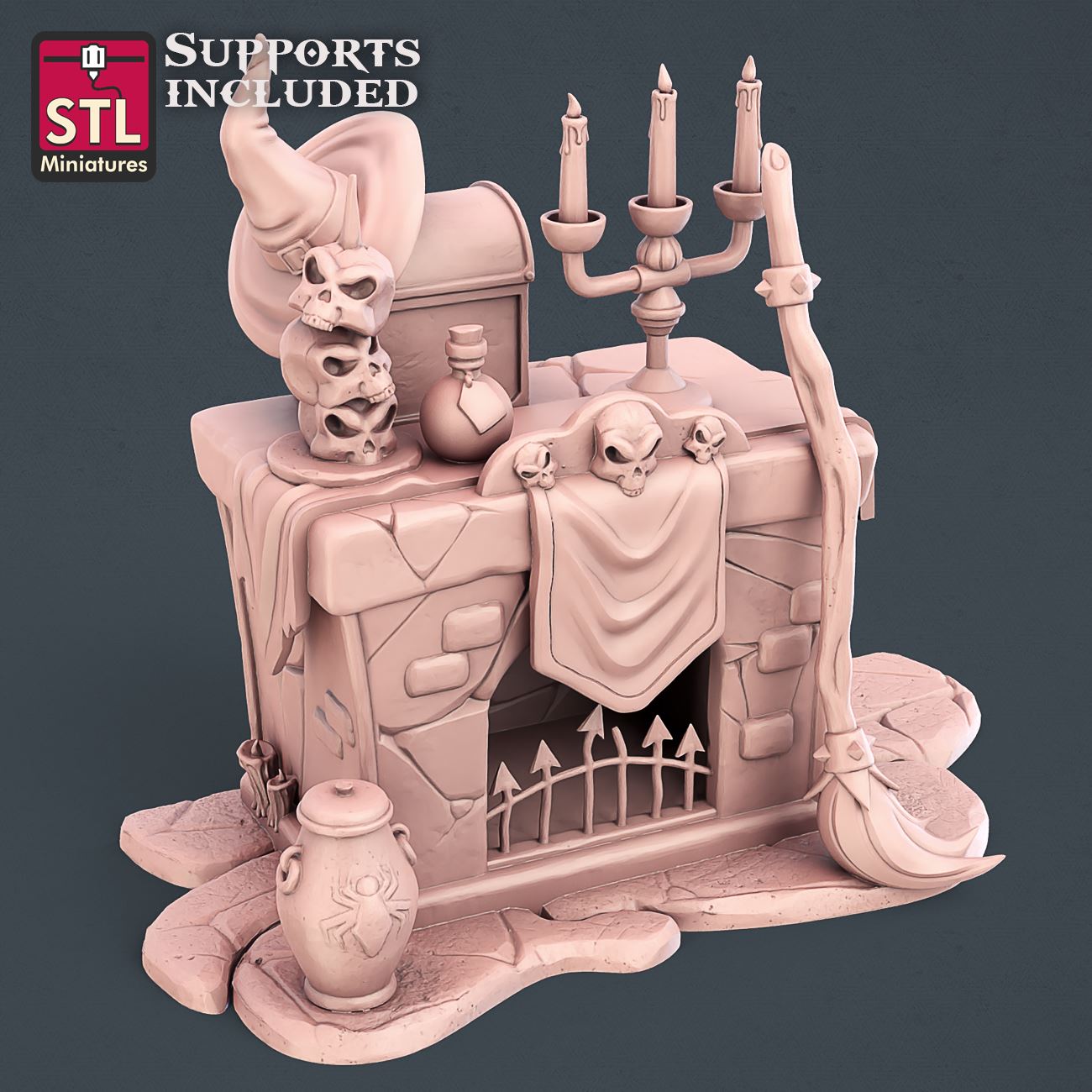 Witch Fireplace 3D Model - NOV2020 STLMiniatures